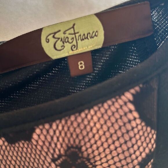 Anthropologie Eva Franco Womens 8 Black Cocktail Dress Floral Lace NWOT - Picture 3 of 6